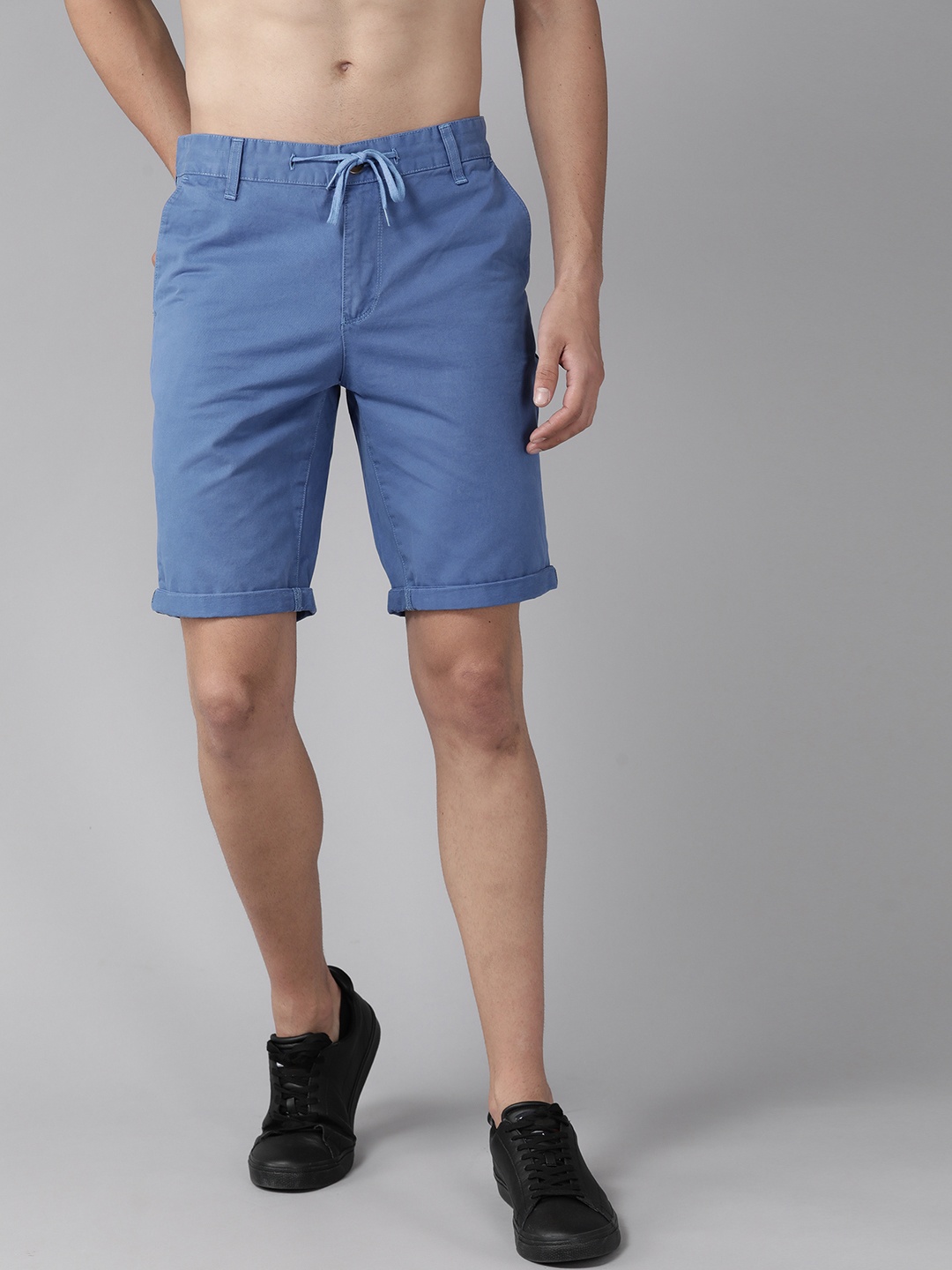 

Roadster Men Blue Solid Cotton Chino Shorts