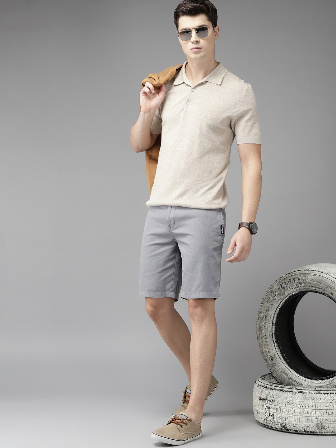 

ROADSTER X FAST & FURIOUS Men Grey Chino Shorts