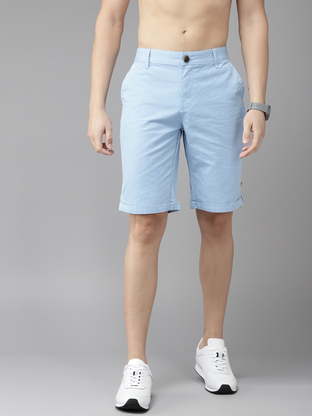 

Roadster Men Blue Pure Cotton Solid Chino Shorts