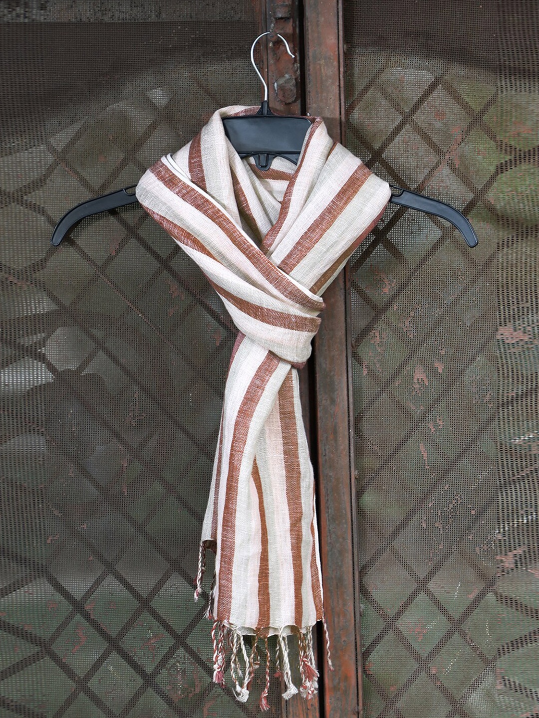 

Adwitiya Collection Women Pink & Brown Striped Stole