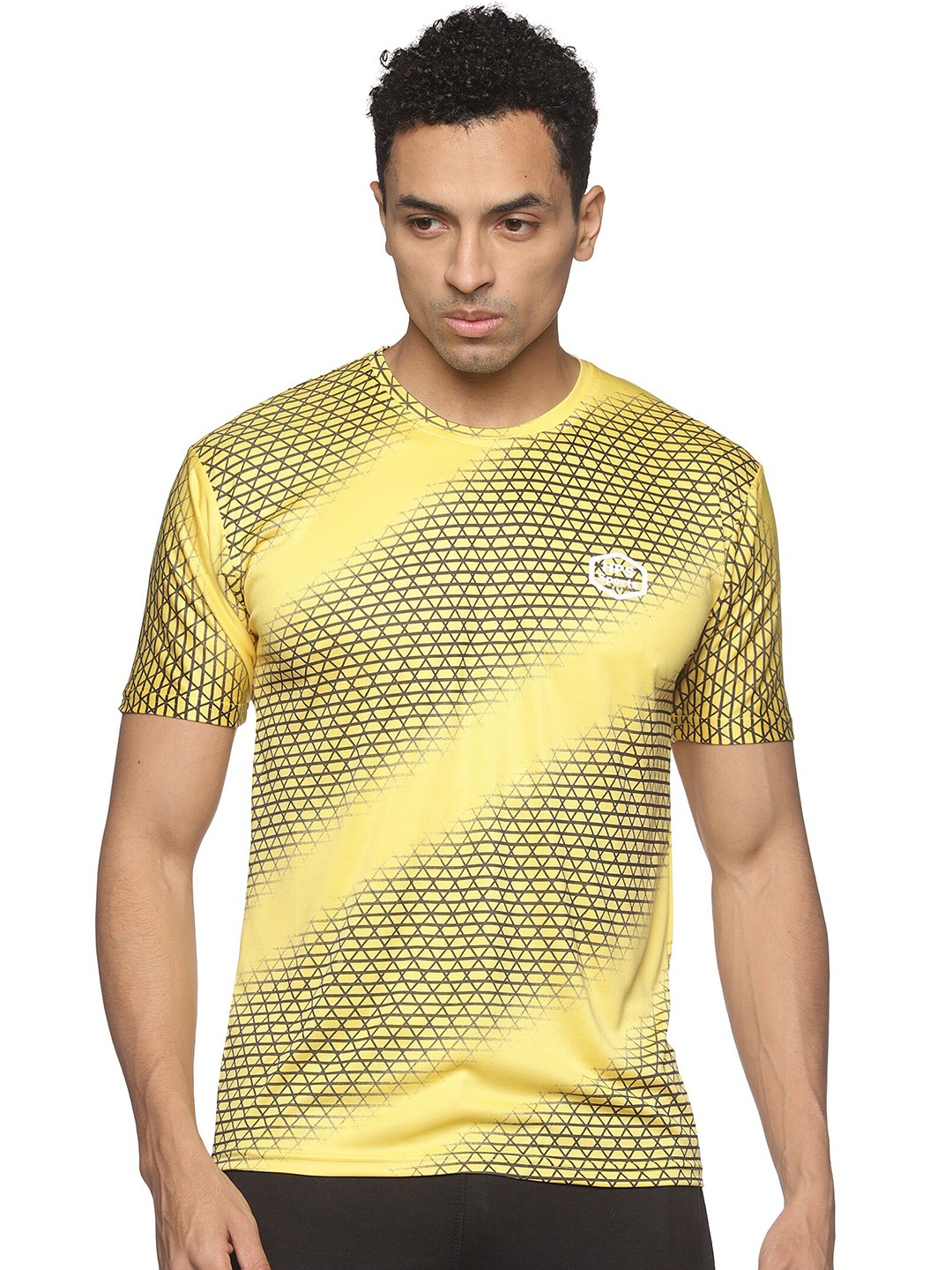 

HPS Sports Men Yellow Printed Running T-shirt