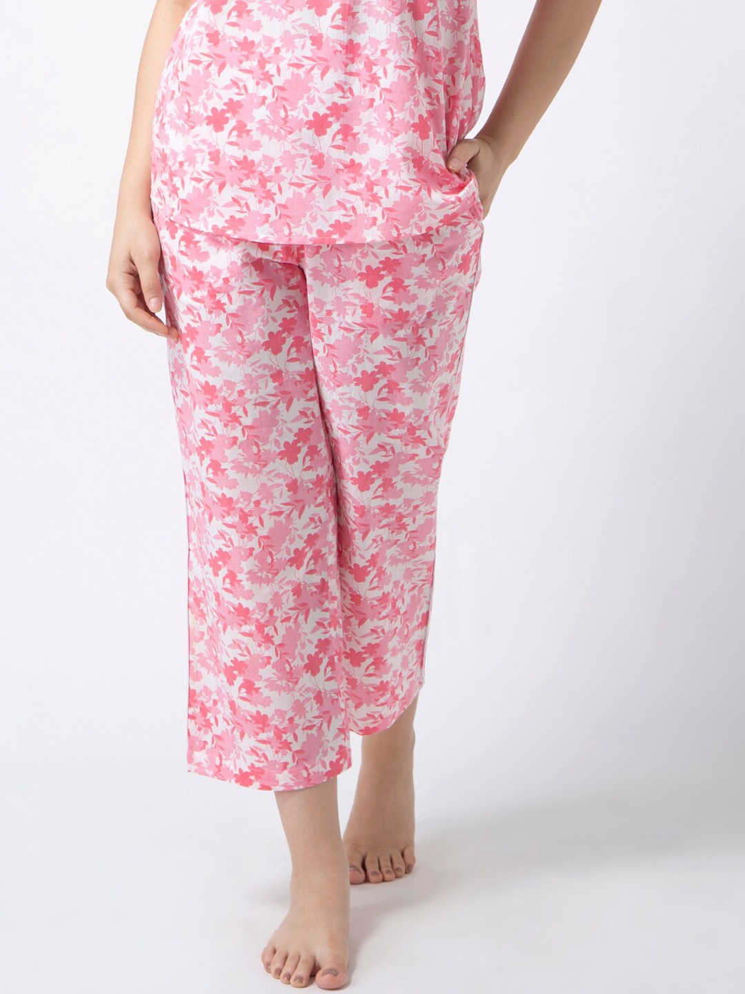 

Not Just Lounge Pants Women Pink Floral Printed Lounge Pants