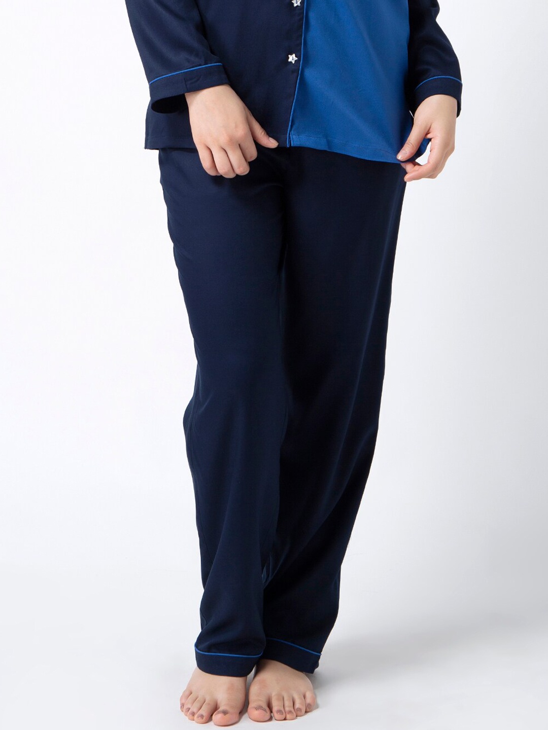 

Not Just Pyjamas Women Navy Blue Solid Lounge Pants