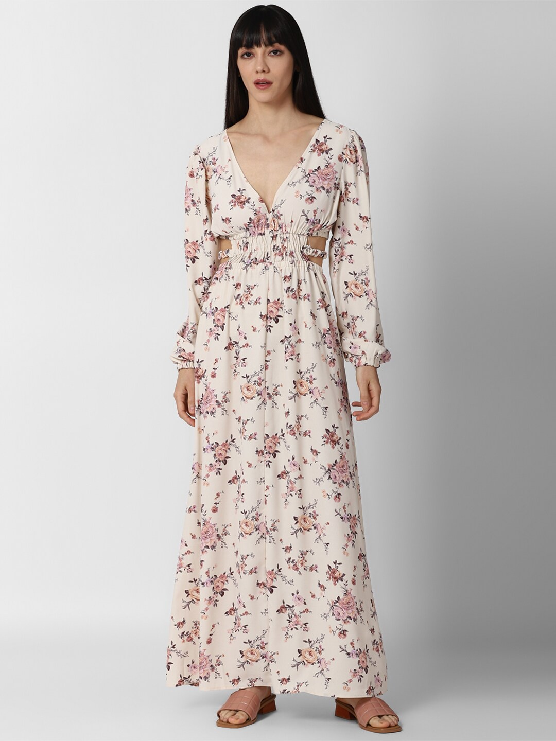 

FOREVER 21 Women White Floral Printed Maxi Dress