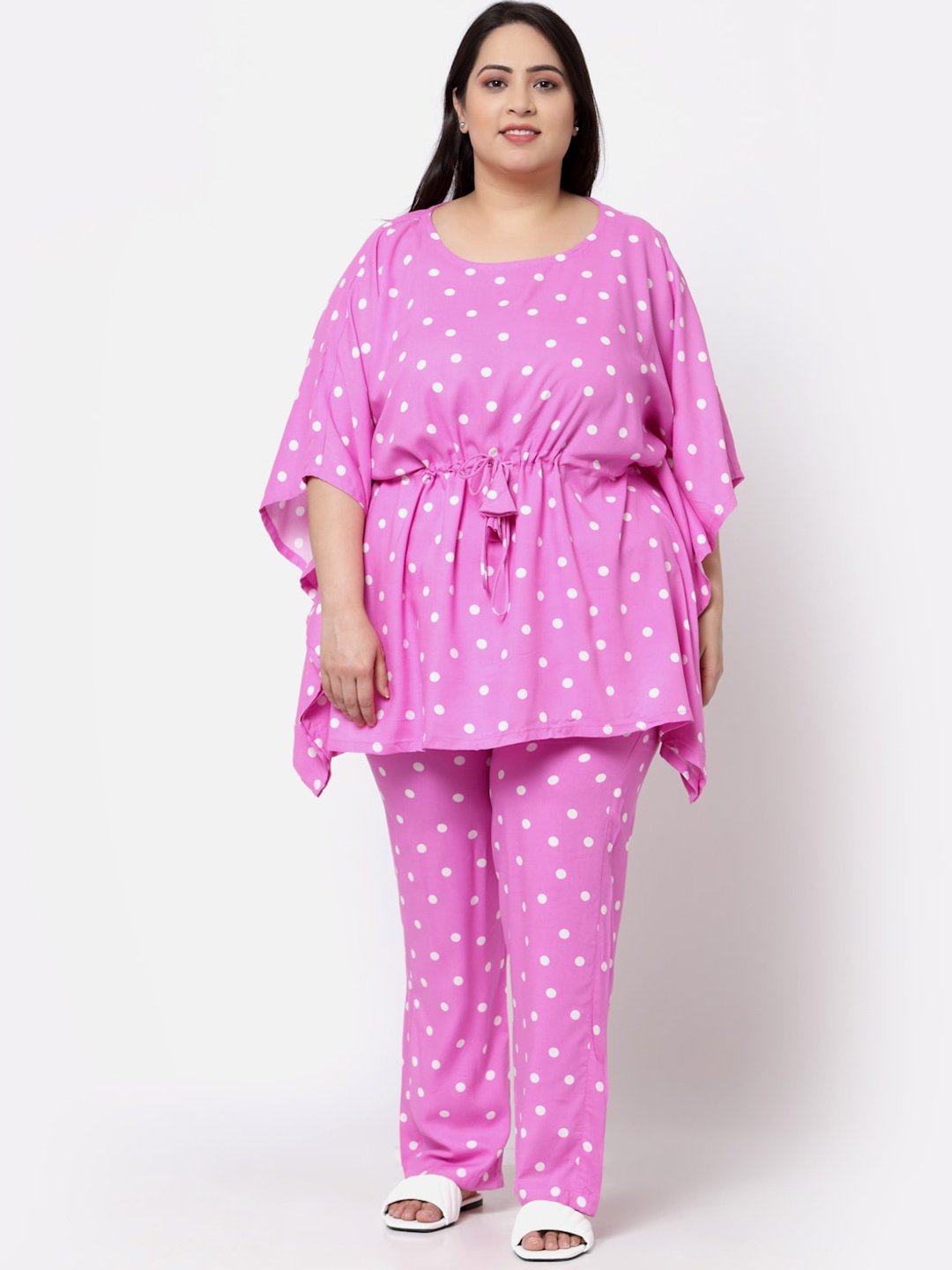 

KLOTTHE Women Pink Floral Embroidered Pleated Pure Cotton Kurti with Trousers & With Dupatta