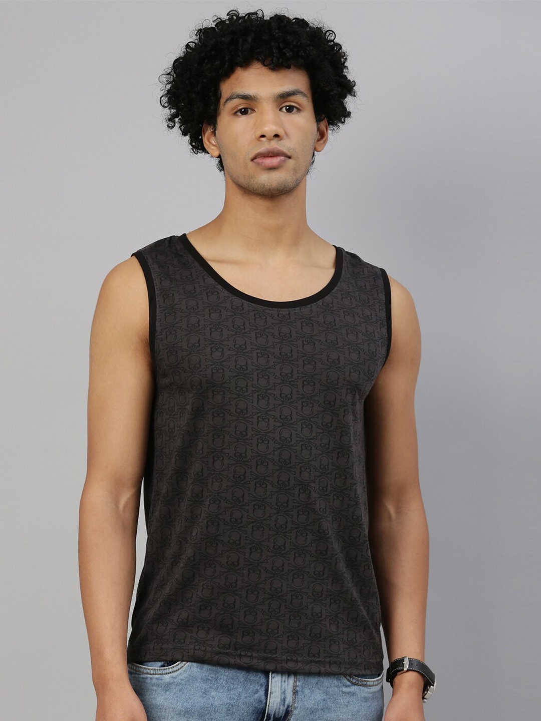 

Kryptic Men Grey Printed Pure Cotton T-shirt