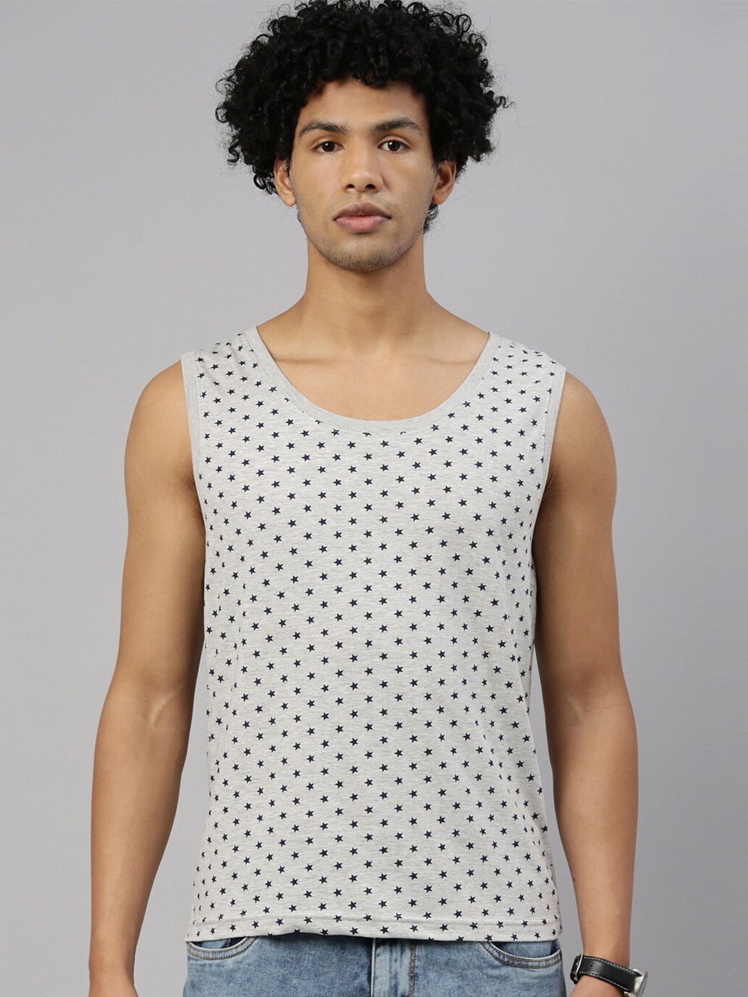 

Kryptic Men Grey Geometric Printed Pure Cotton T-shirt