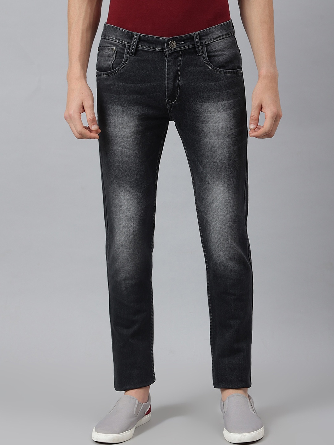 

MR BUTTON Men Black Slim Fit Heavy Fade Cotton Jeans