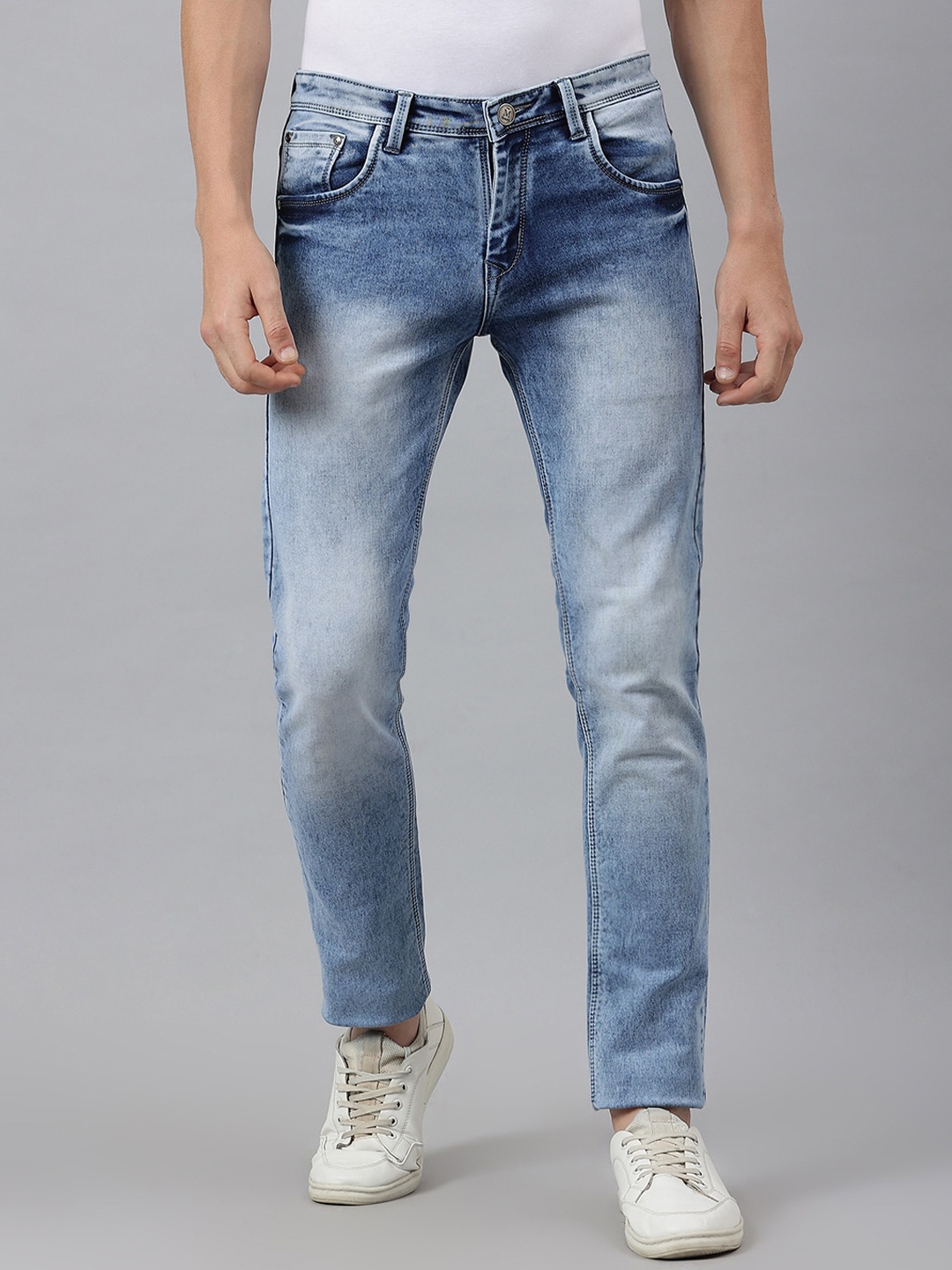 

MR BUTTON Men Blue Slim Fit Heavy Fade Cotton Jeans