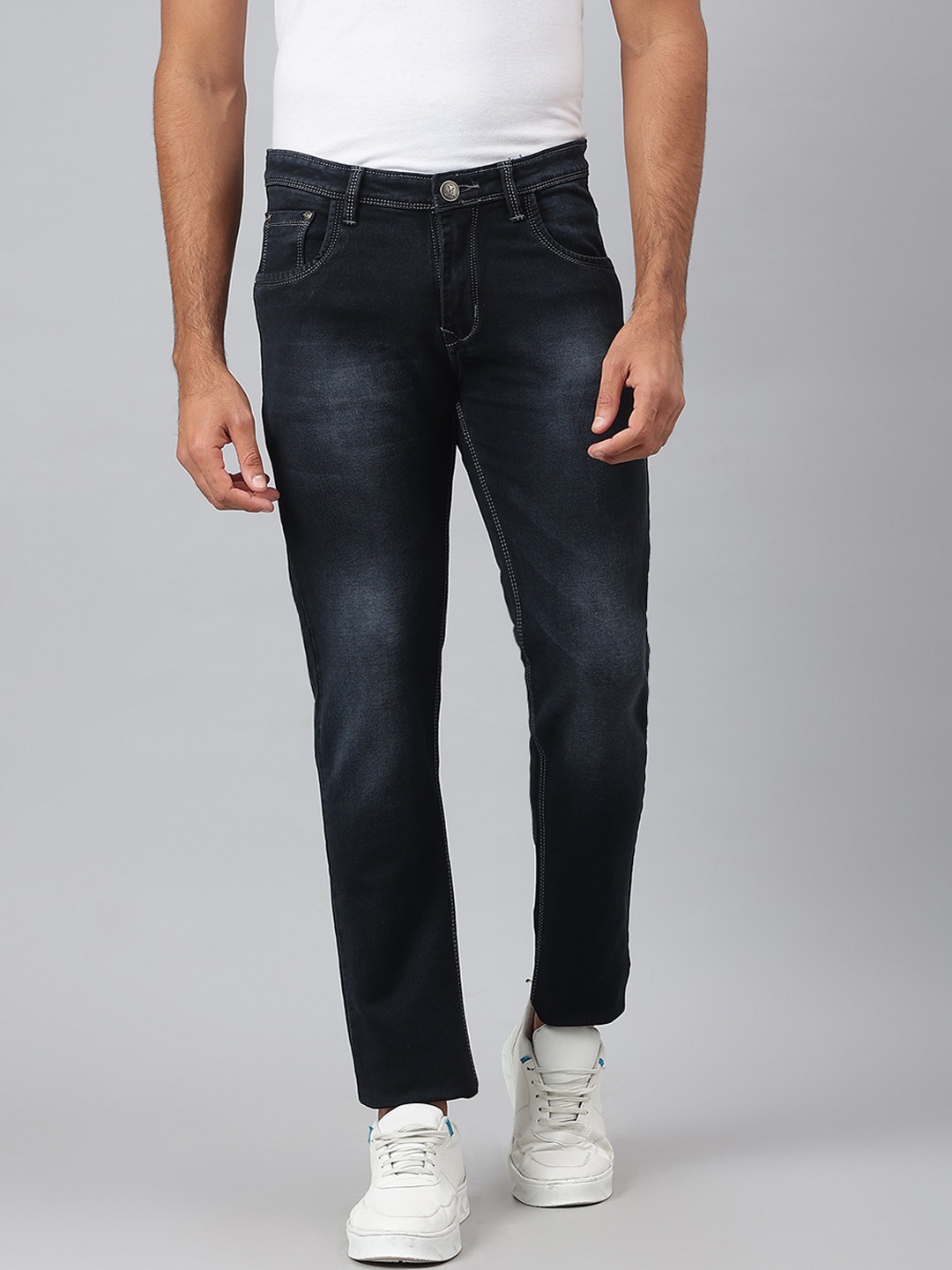 

MR BUTTON Men Black Slim Fit Heavy Fade Cotton Jeans