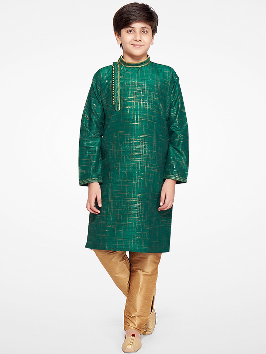 

Jeetethnics Boys Green Ethnic Motifs Kurta with Churidar