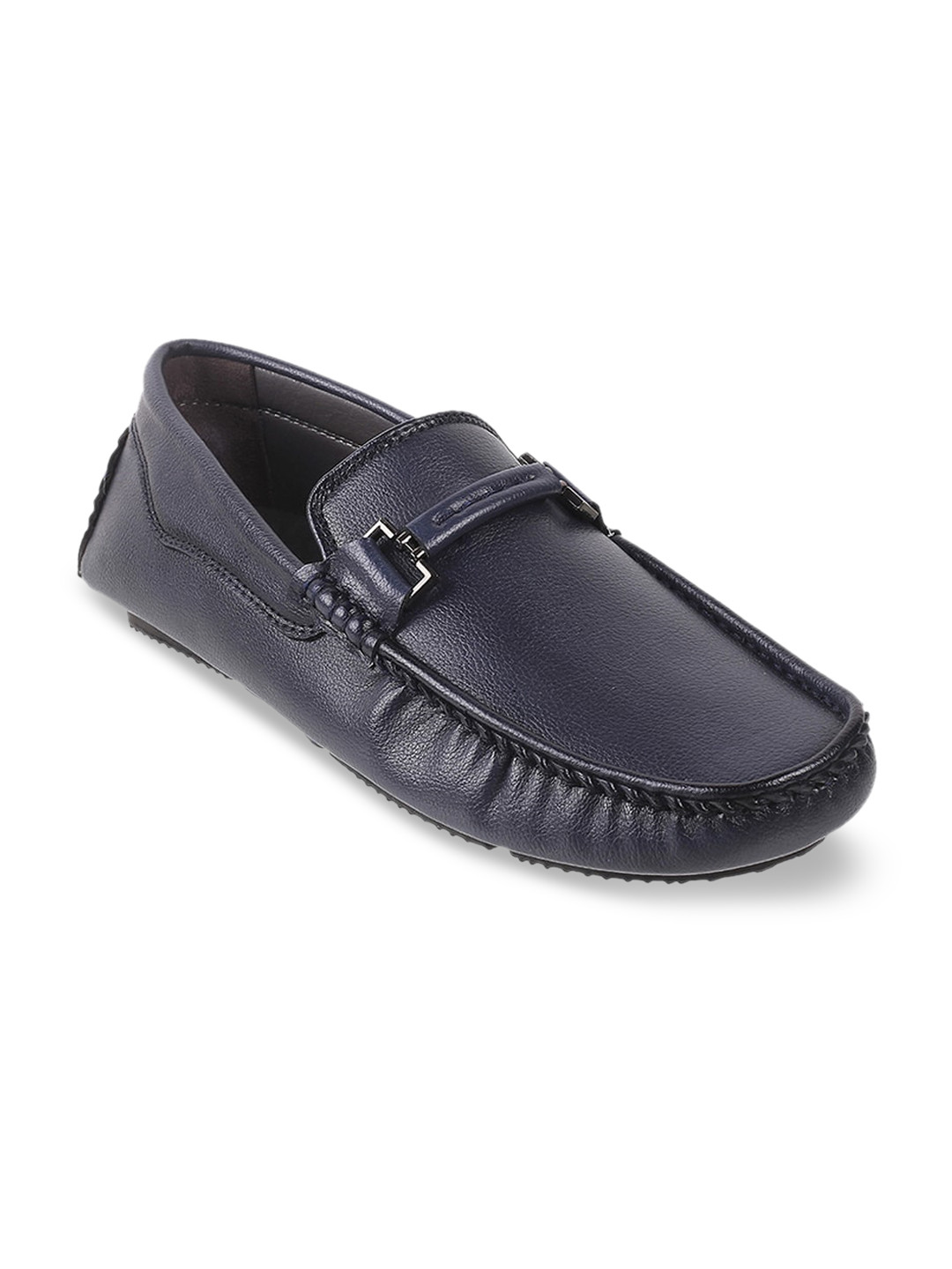 

Metro Men Navy Blue Leather Loafers