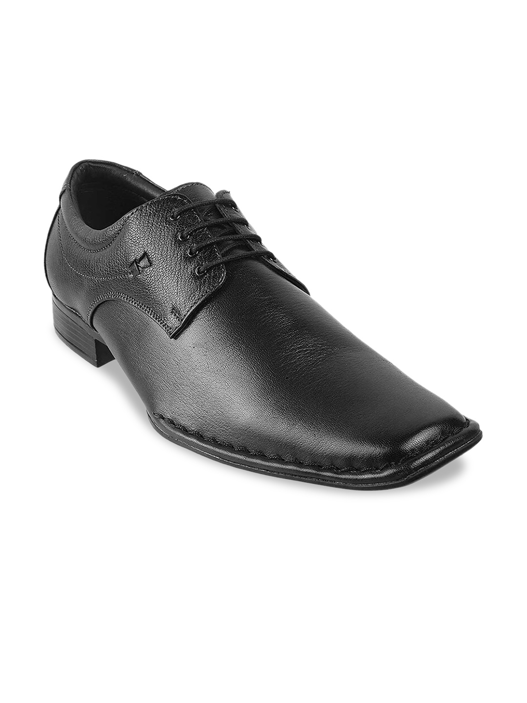 

Metro Men Black Textured Leather Formal Derbys