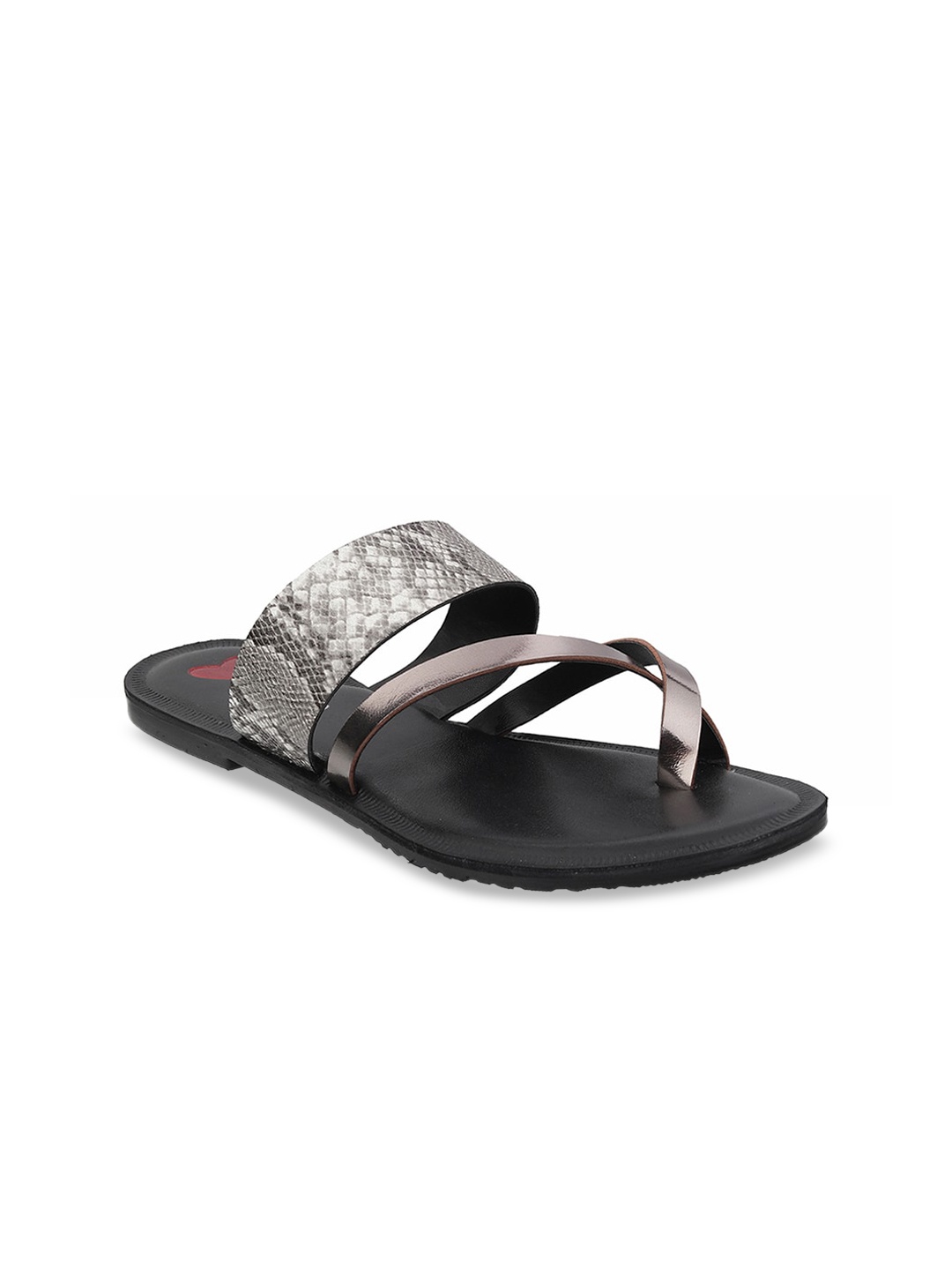 

Metro Women Gunmetal-Toned Printed Flats, Metallic