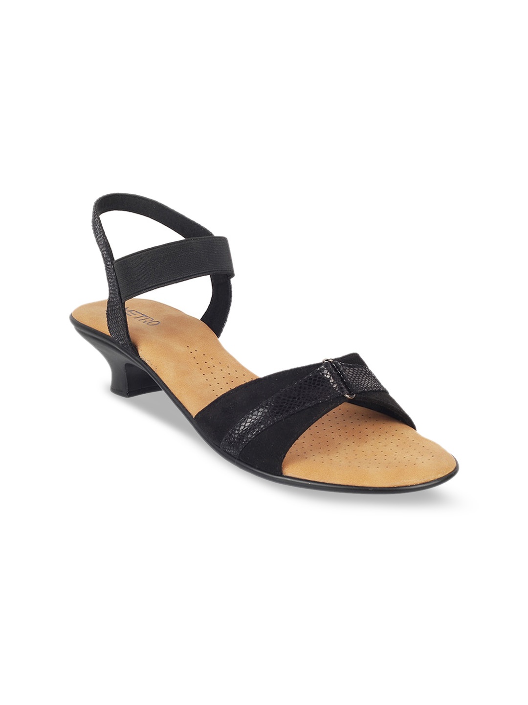 

Metro Black Textured Kitten Heels