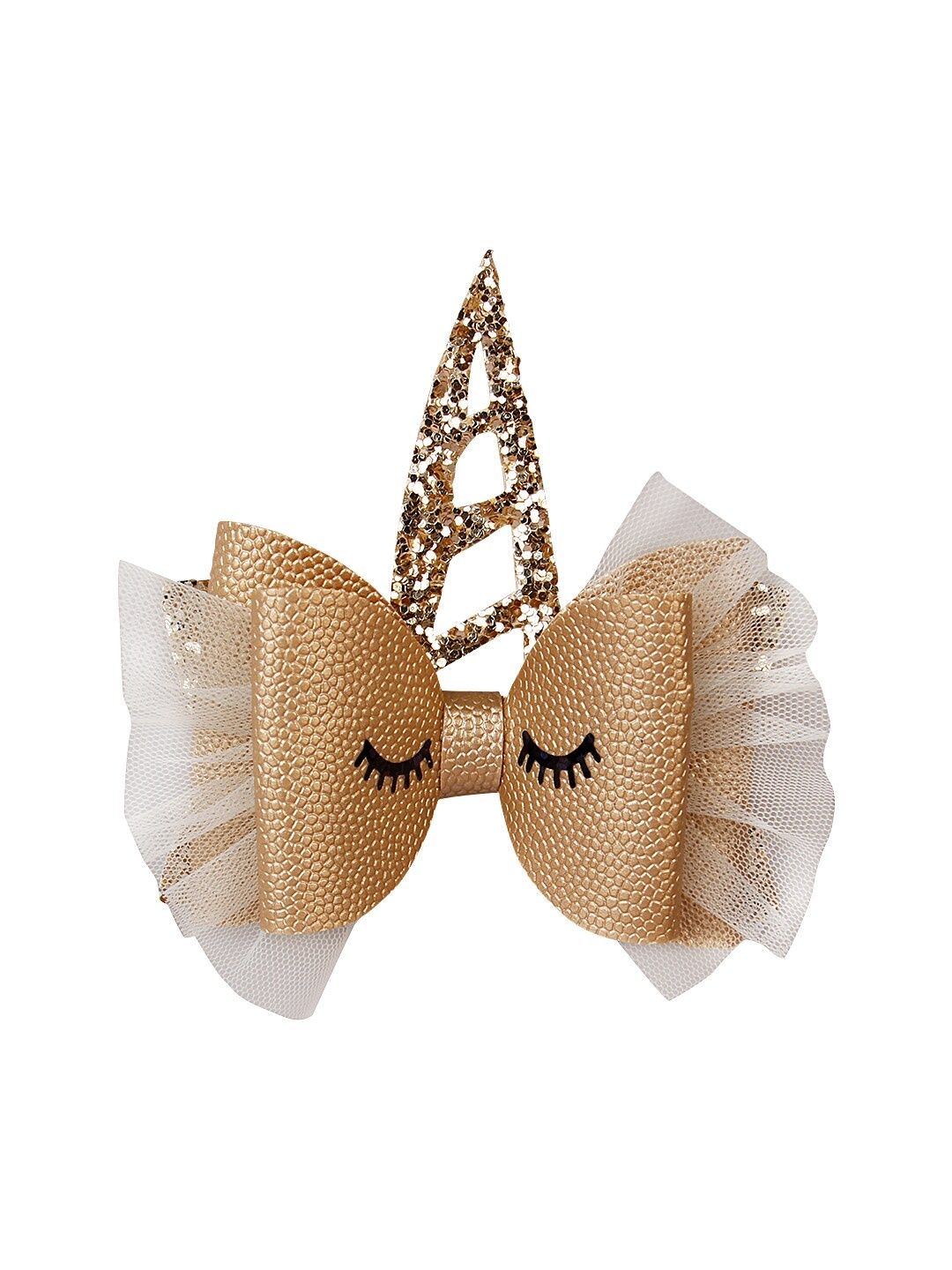 

Aye Candy Girls Gold-Toned & White Unicorn Bow Embellished Alligator Hair Clip
