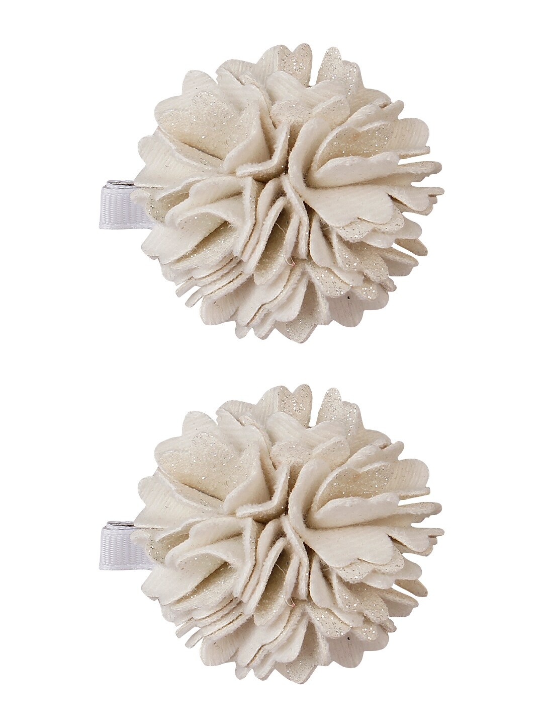 

Aye Candy Girls Off-White Set of 2 Flower Embellished Alligator Hair Clips