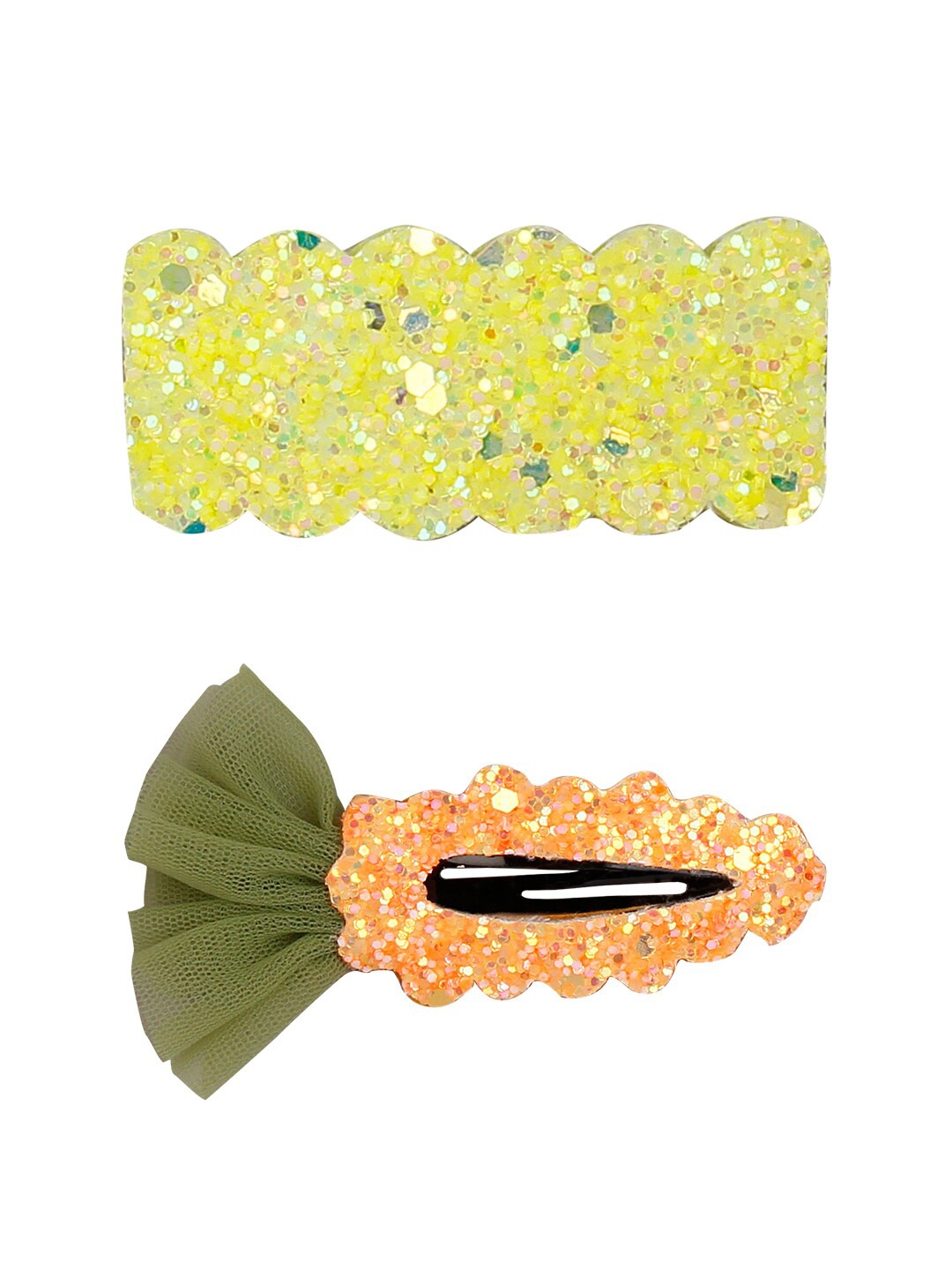 

Aye Candy Girls Orange & Green Set of 2 Embellished Tic Tac Hair Clip