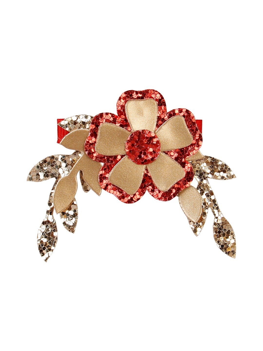 

Aye Candy Girls Gold-Toned & Red Embellished Alligator Hair Clip