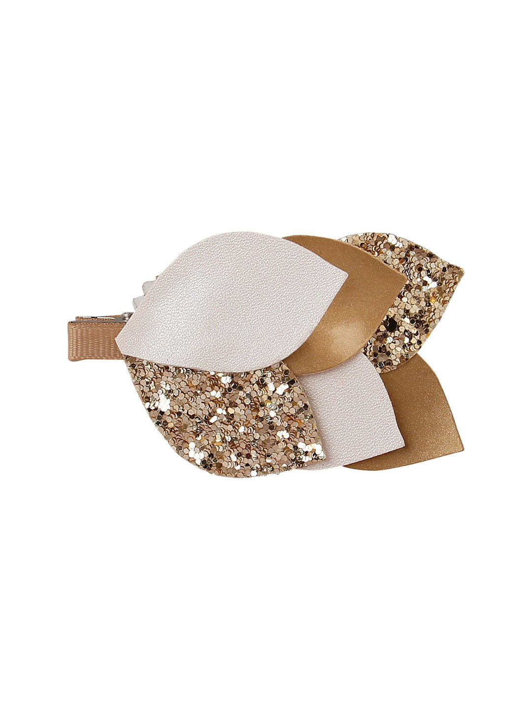 

Aye Candy Girls Gold-Toned & White Embellished Alligator Hair Clip