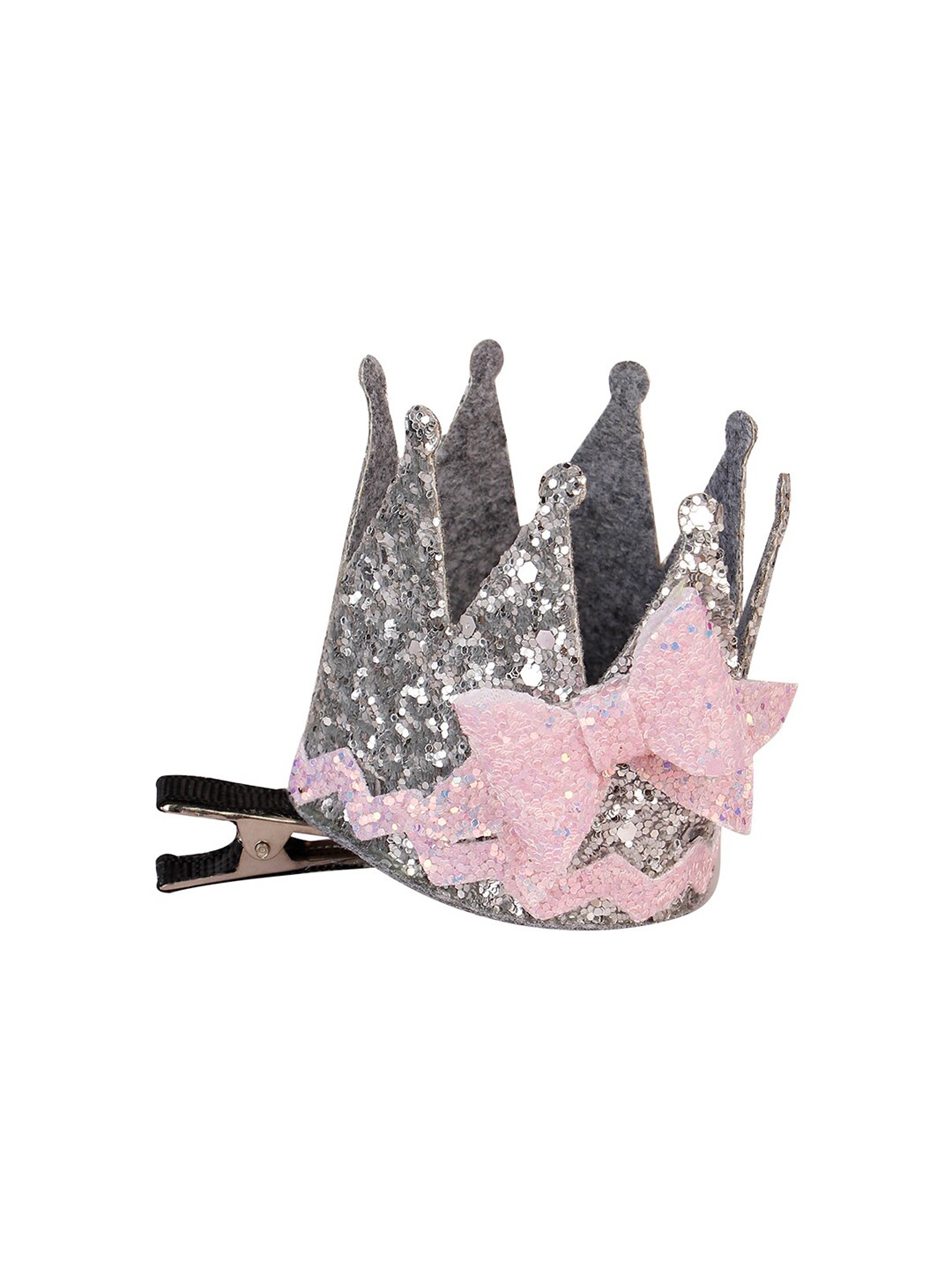 

Aye Candy Girls Silver-Toned & Pink Embellished Alligator Hair Clip