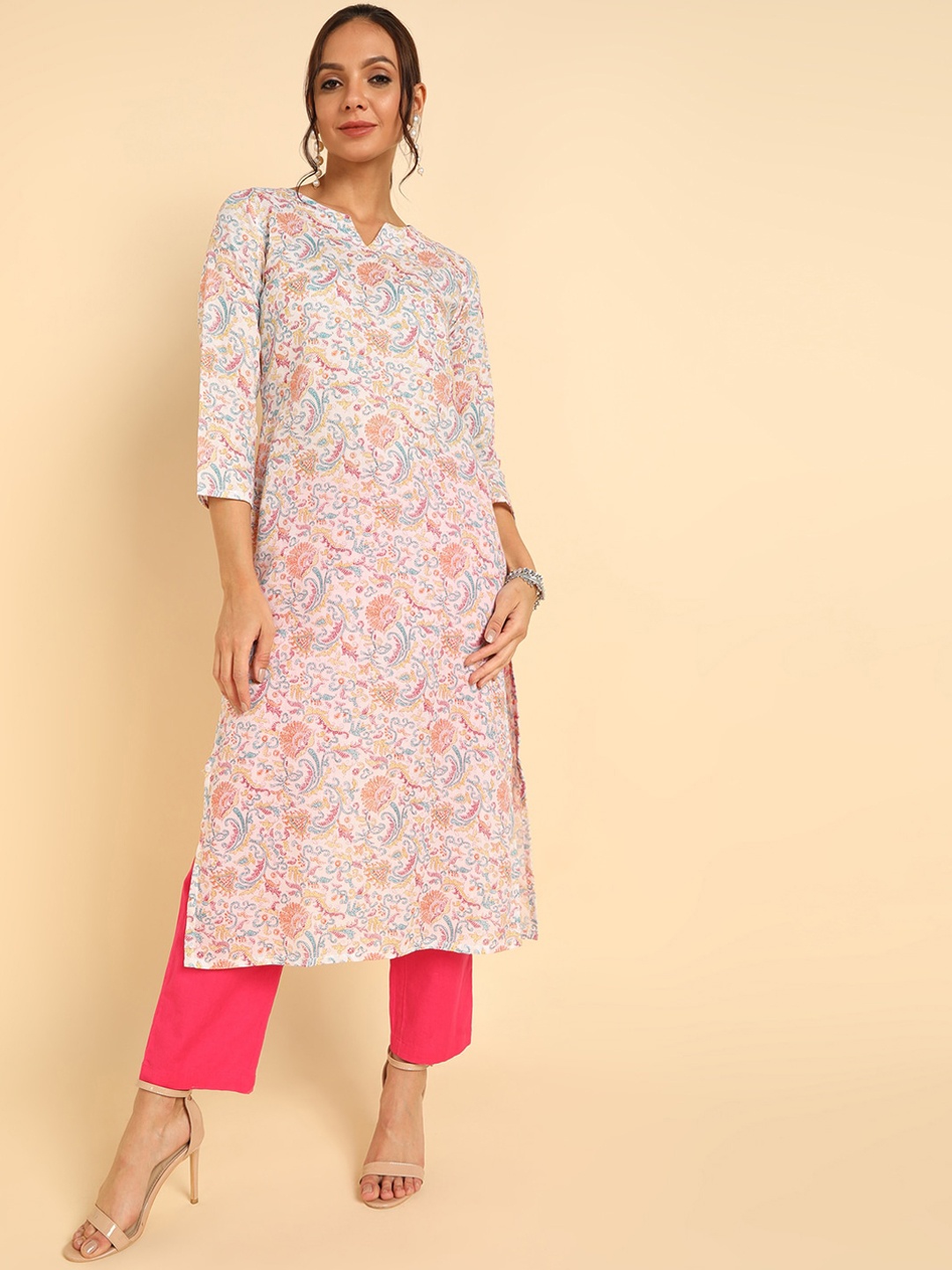 

AHIKA Women White Floral Printed Kurta