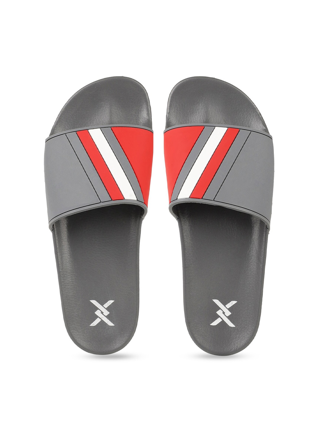 

Carlton London sports Men Grey & Red Striped Sliders