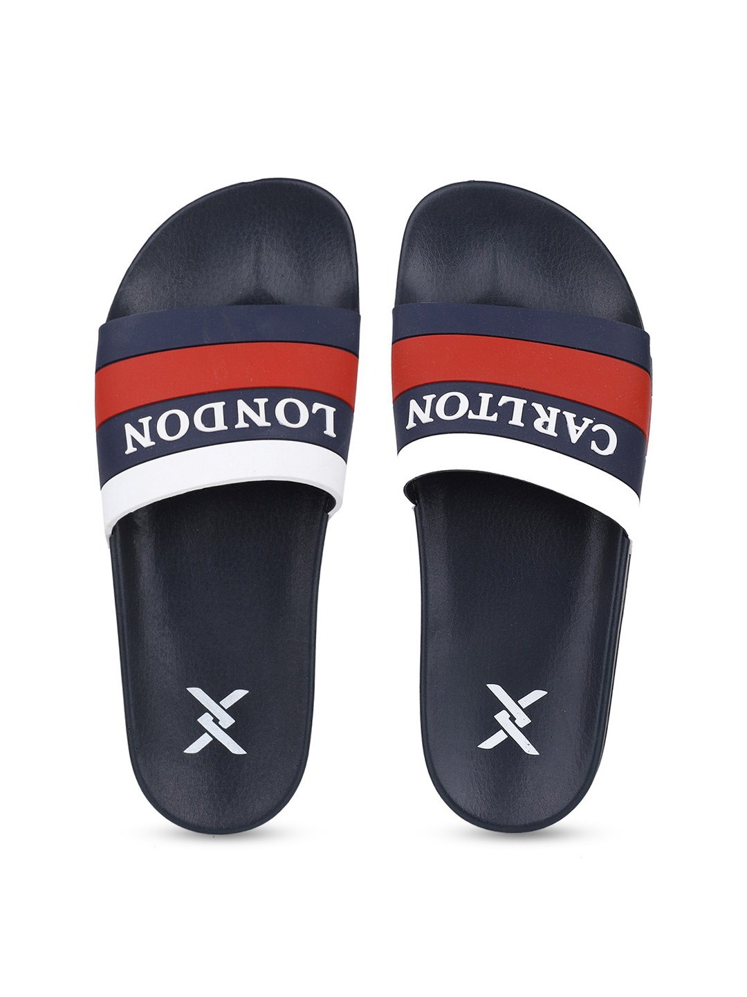

Carlton London sports Men Navy Blue & White Printed Sliders