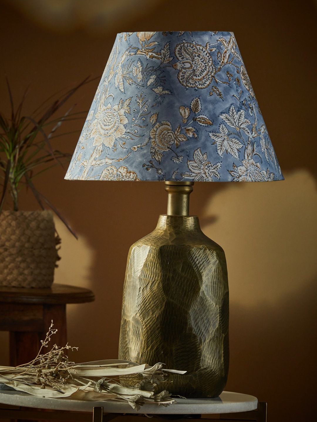 

Fabindia Ekaksh Textured Table Lamp Without Shade, Gold