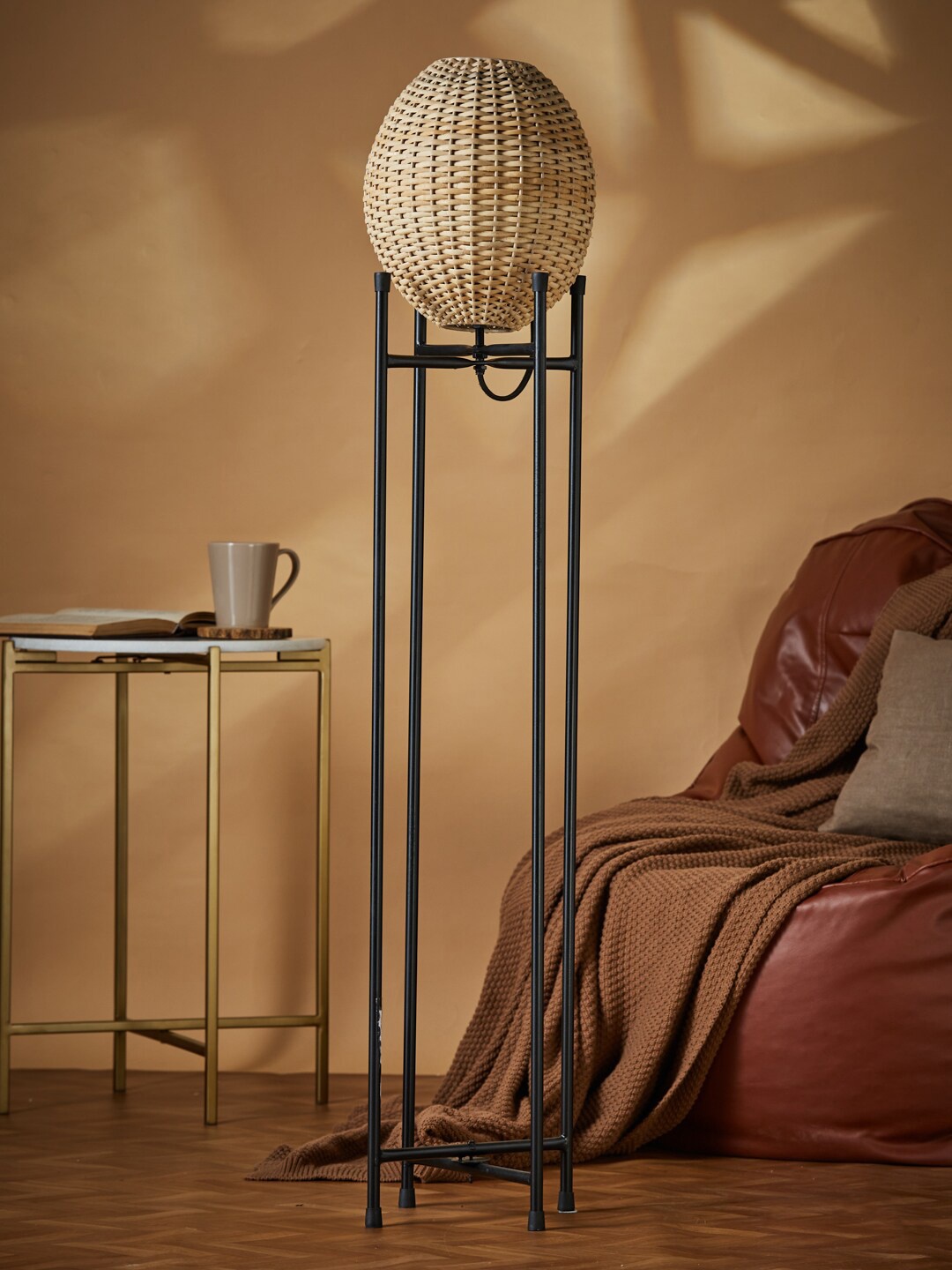 

Fabindia Beige Vetasaha Oval Cane Floor Lamp With Foldable Stand