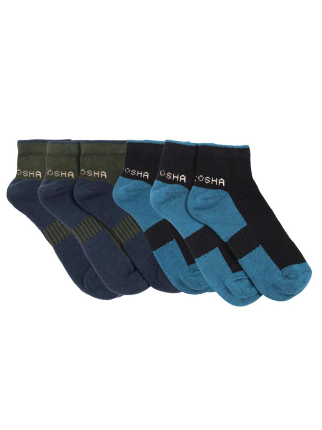 

Kosha Men Pack of 6 Patterned Ankle Length Socks, Olive
