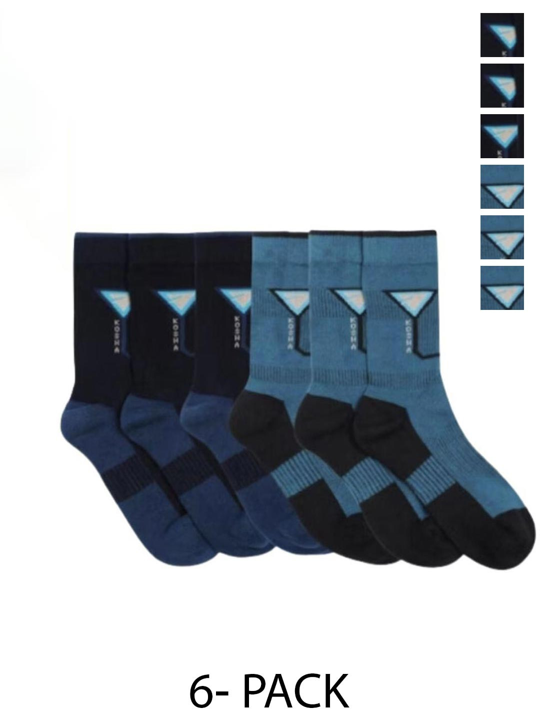 

Kosha Men Pack of 6 Colourblocked Above Ankle Length Socks, Turquoise blue