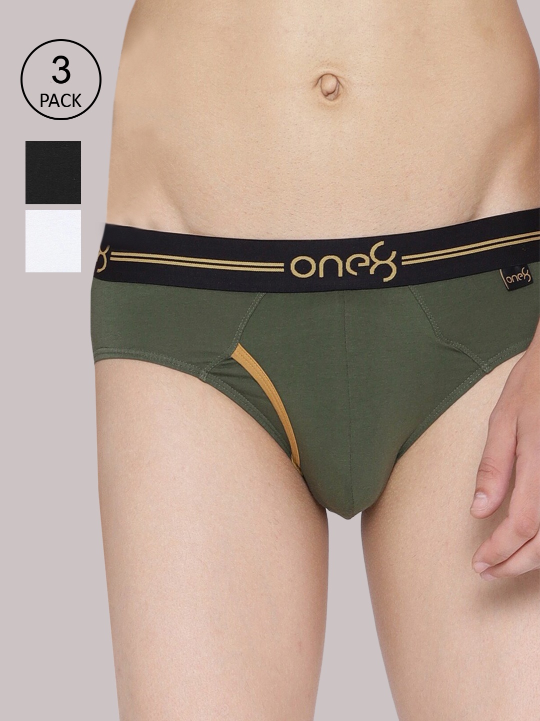 

one8 by Virat Kohli Men Pack of 3 Solid Premium Cotton Stretch Briefs, White