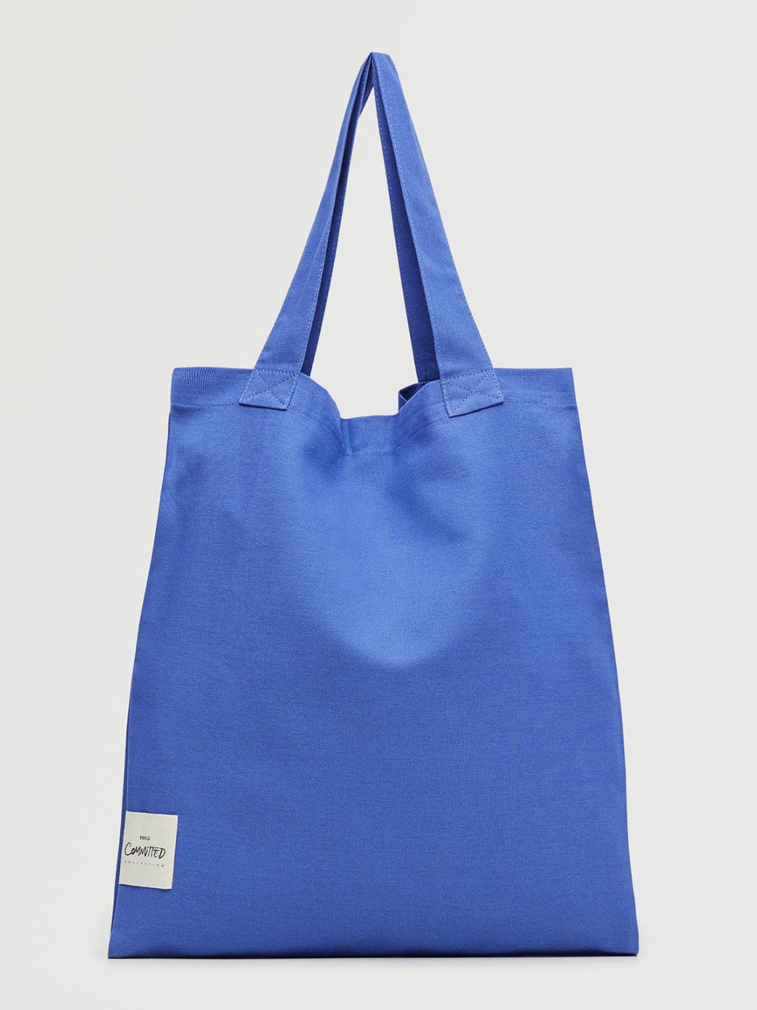 

MANGO Blue Solid Shopper Bag
