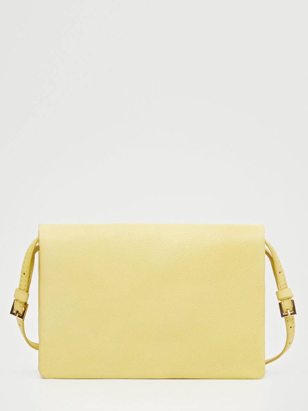 

MANGO Lime Green Solid Leather Structured Sling Bag with Non-Detachable Sling Strap