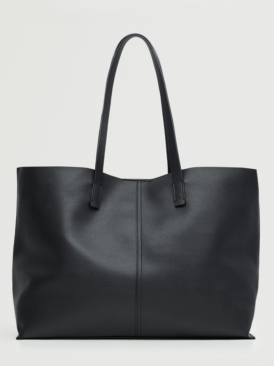 

MANGO Black Solid Shopper Bag