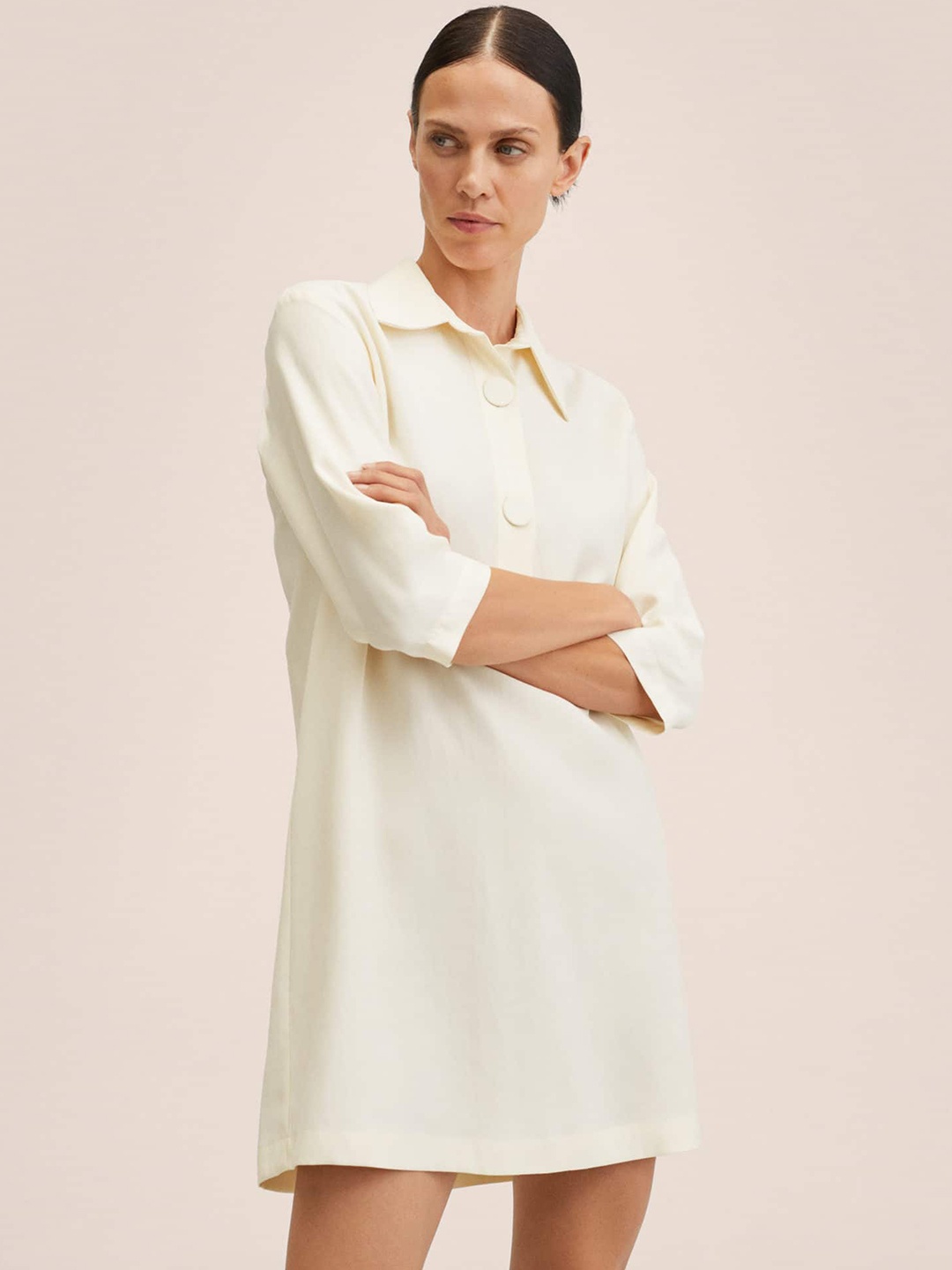 

MANGO Off White Buttoned Sheath Dress