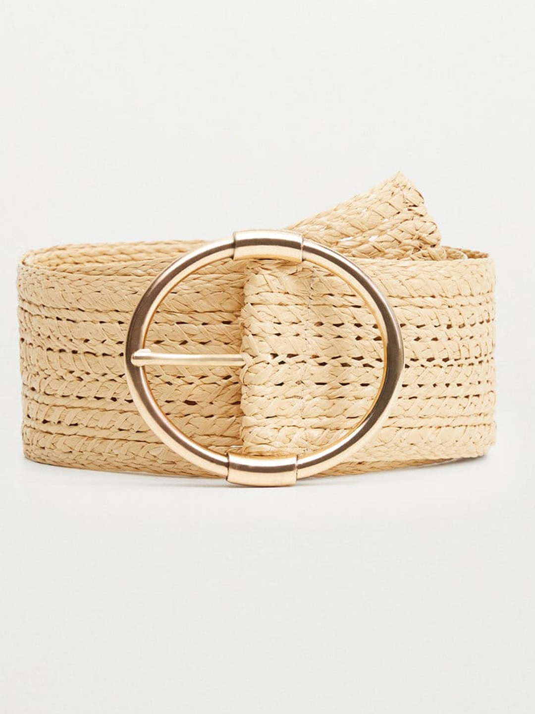 

MANGO Women Beige Woven Design Wide Belt
