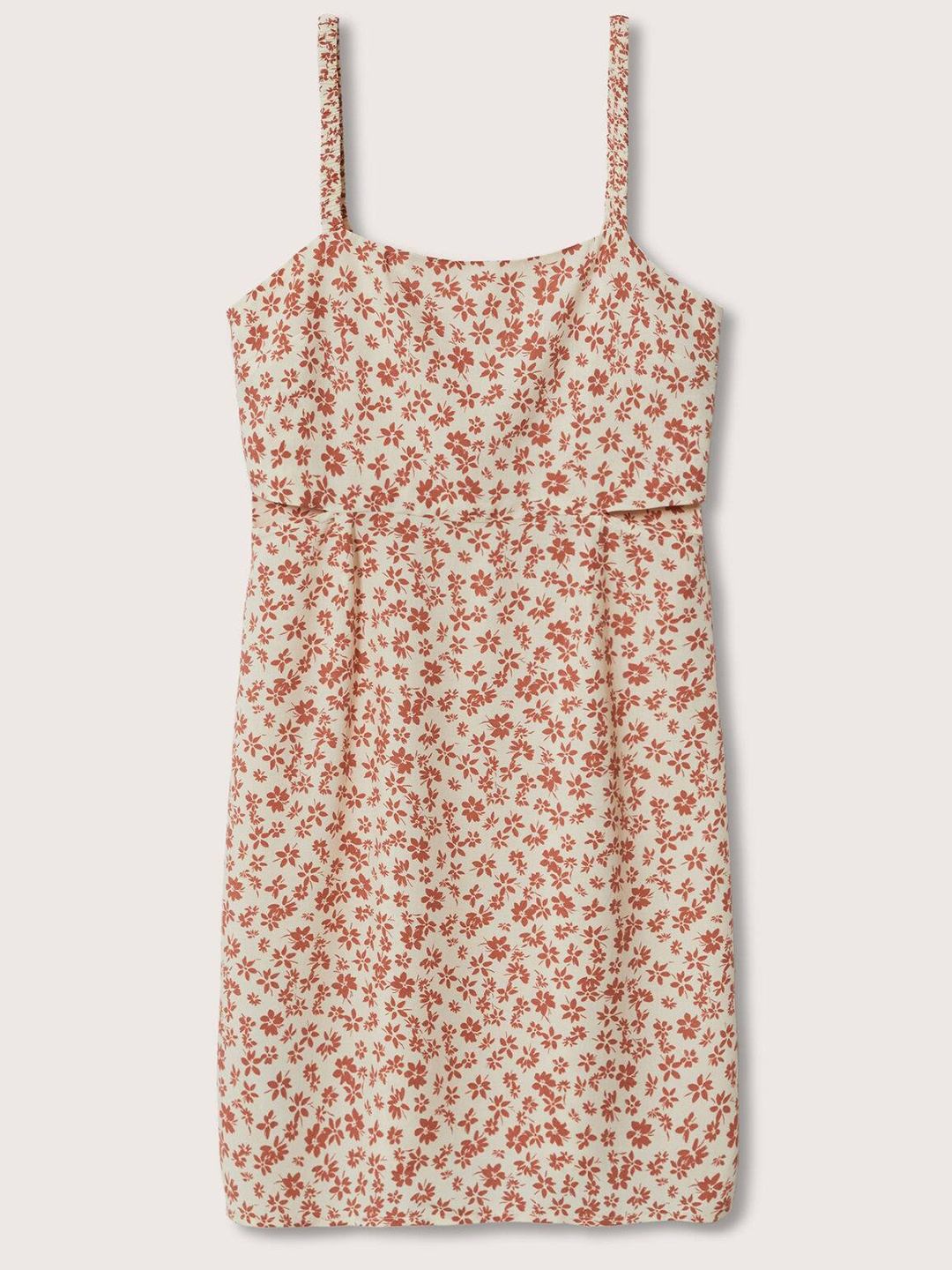 

Mango Kids Girls Cream-Coloured & Rust Brown Floral A-Line Dress