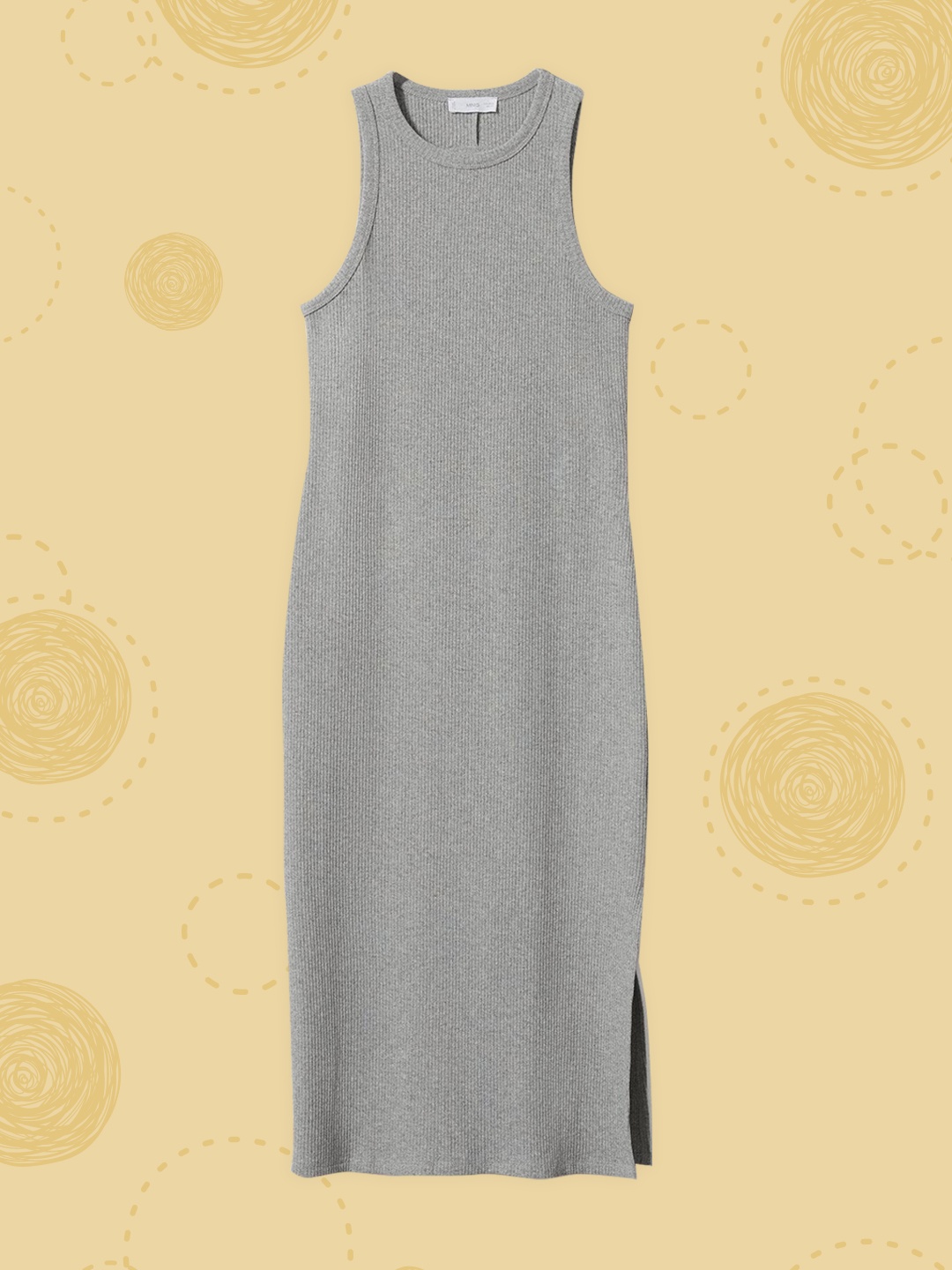 

Mango Kids Girls Grey Self-Striped Bodycon Midi Dress