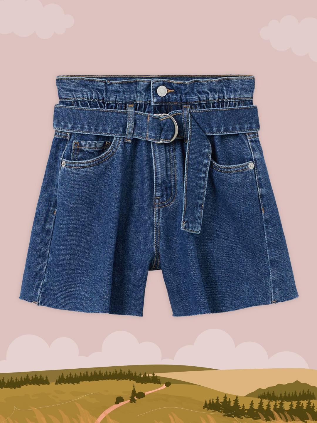 

Mango Kids Girls Blue Denim Shorts