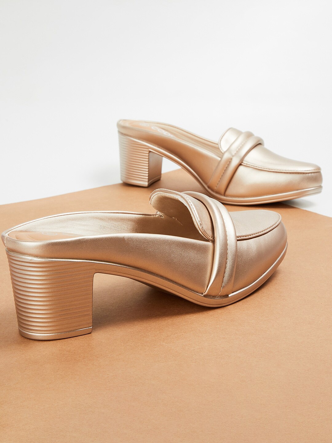 

CODE by Lifestyle Gold-Toned Party Block Mules