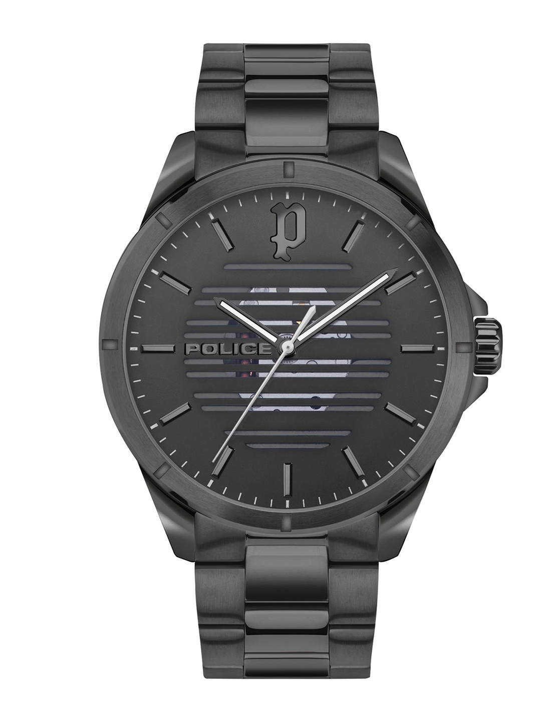 

Police Men Gunmetal-Toned Dial & Black Stainless Steel Bracelet Style Straps Analogue Watch