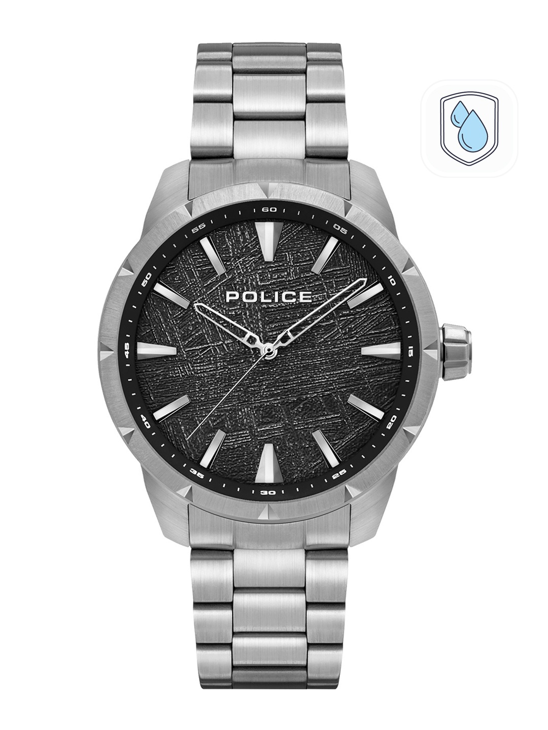 

Police Men Black Dial & Silver Toned Stainless Steel Straps Analogue Watch PLPEWJG2202901