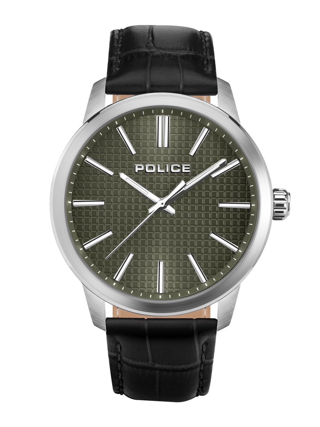 

Police Men Black Dial & Black Leather Textured Straps Analogue Watch