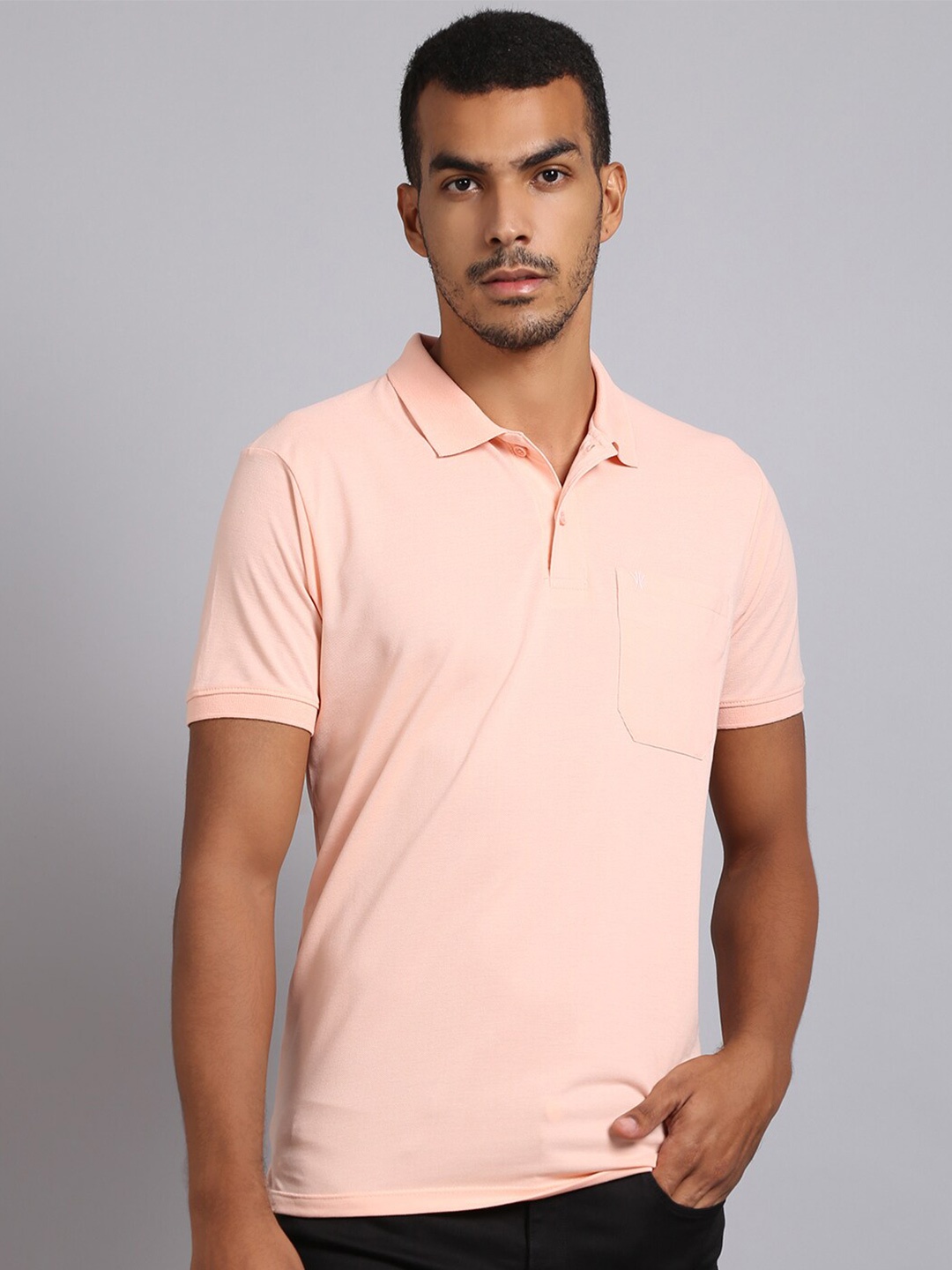 

VENITIAN Men Peach-Coloured Polo Collar T-shirt