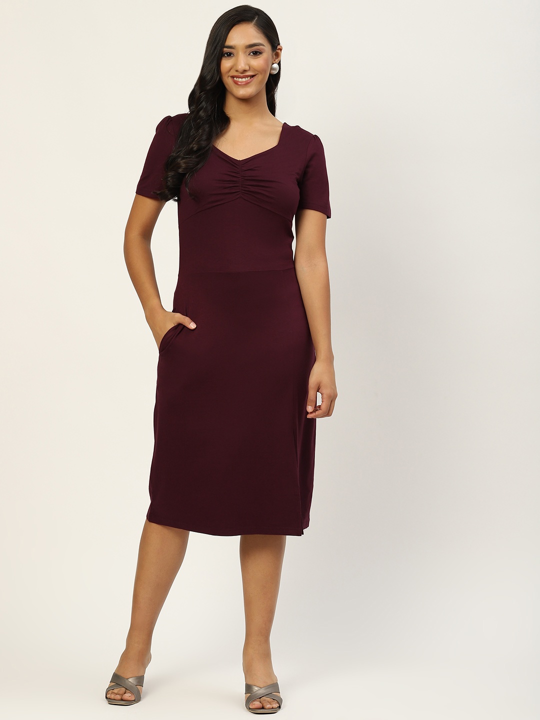 

BRINNS Burgundy A-Line Midi Dress