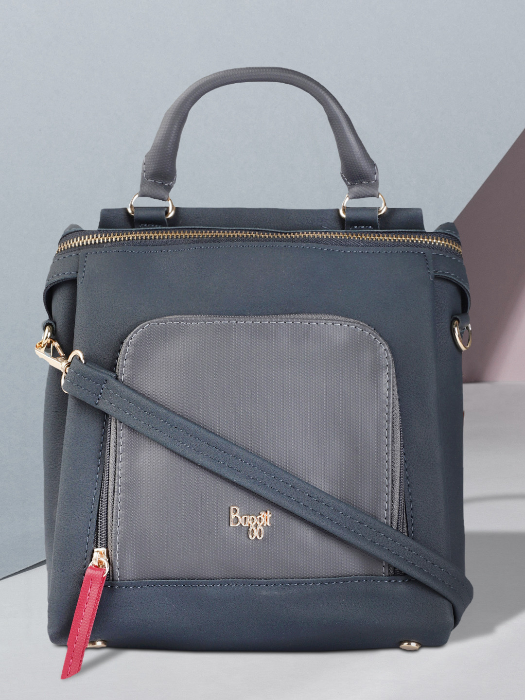 

Baggit Navy Blue Structured Handheld Bag