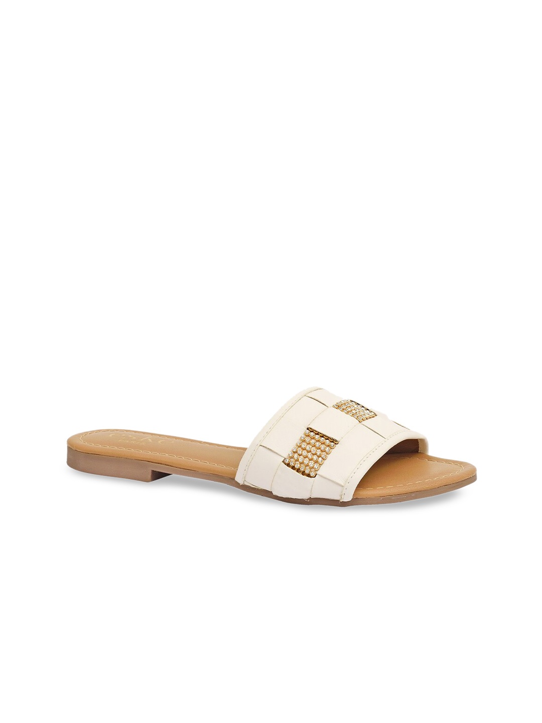 

Eske Women White Embellished Party Open Toe Flats