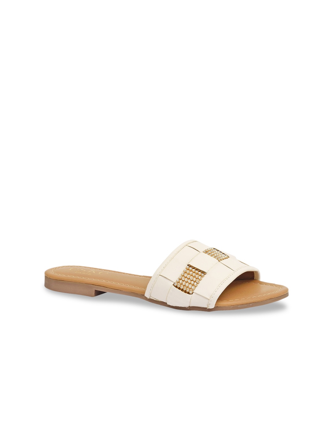 

Eske Women Off White Embellished Open Toe Flats
